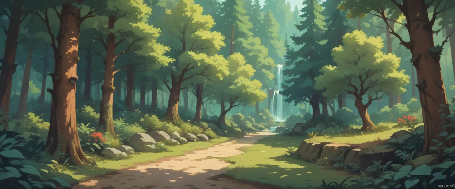 2D forest video game background