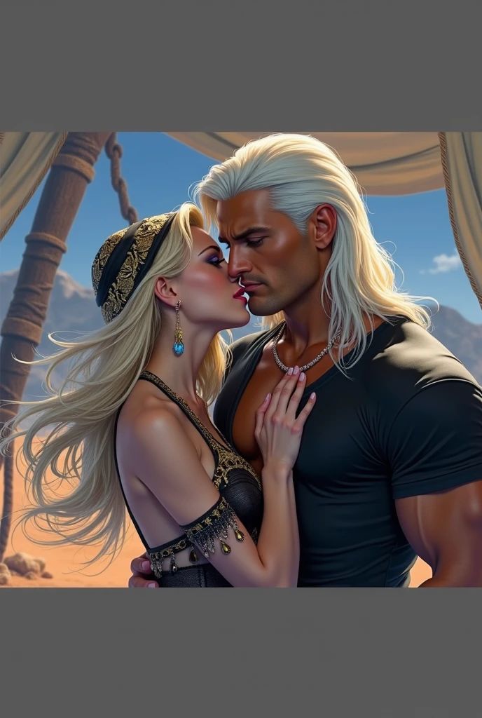 4k (masterpiece), best quality, expressive eyes, A short ugly old man with ugly dark skin, bold, and a petite build hugs and kisses a taller woman with pale white skin and a ponytail. The old man has a slim figure, while the taller woman has a curvier plump physique. They both have different skin tones . Bigger woman and smaller old man. The old man kiss ,grabbed and squeezed the milf curvaceous plump huge .