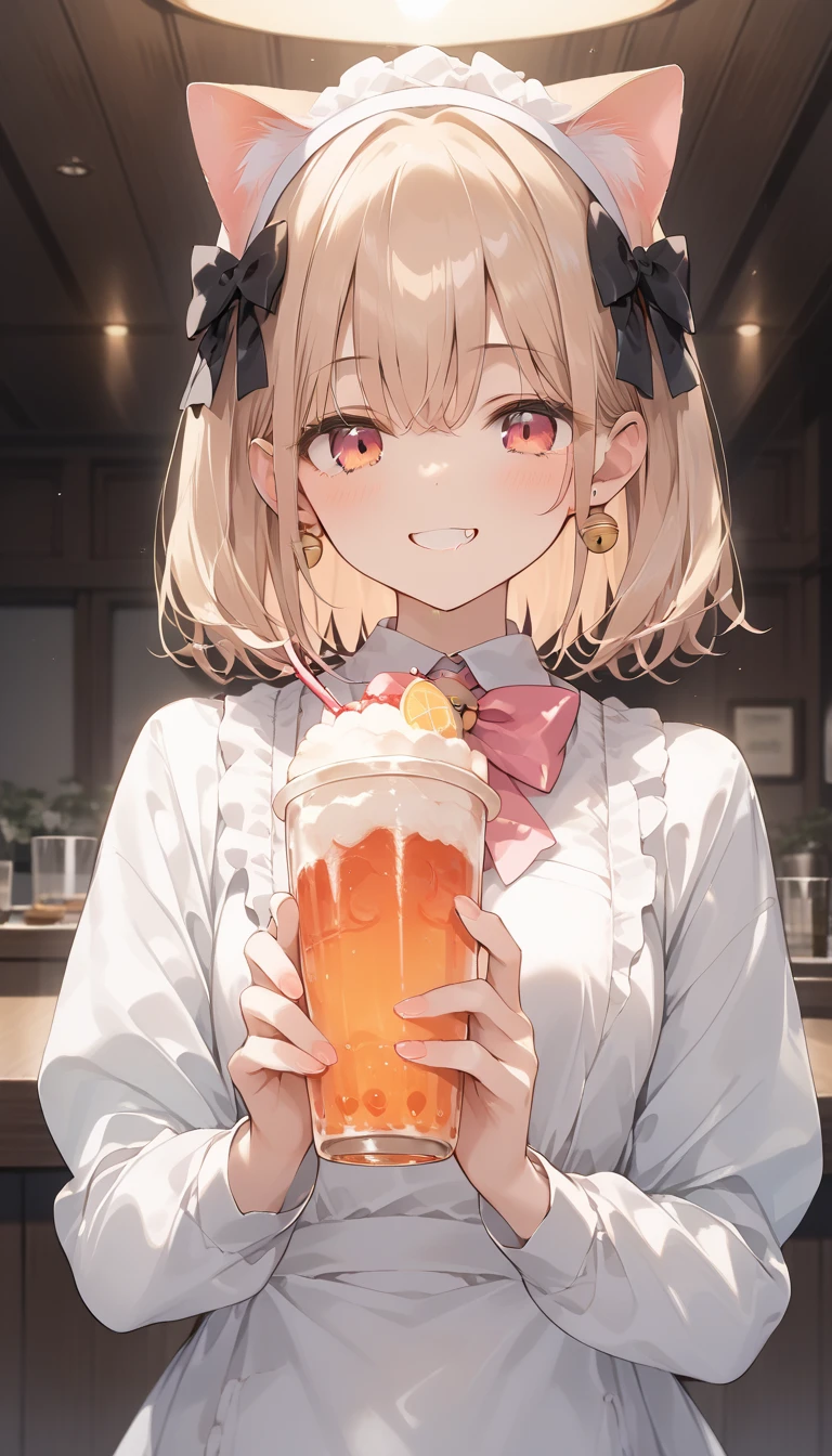 cute,girl,((hair that shines like pearls:1.2)),(wave hair:1.1),(yellow eyes:1.1),🍻,Cheers with beer🍺,(ビアガーデン:1.3),smile,(シャツワンピースとスパッツ:1.1).