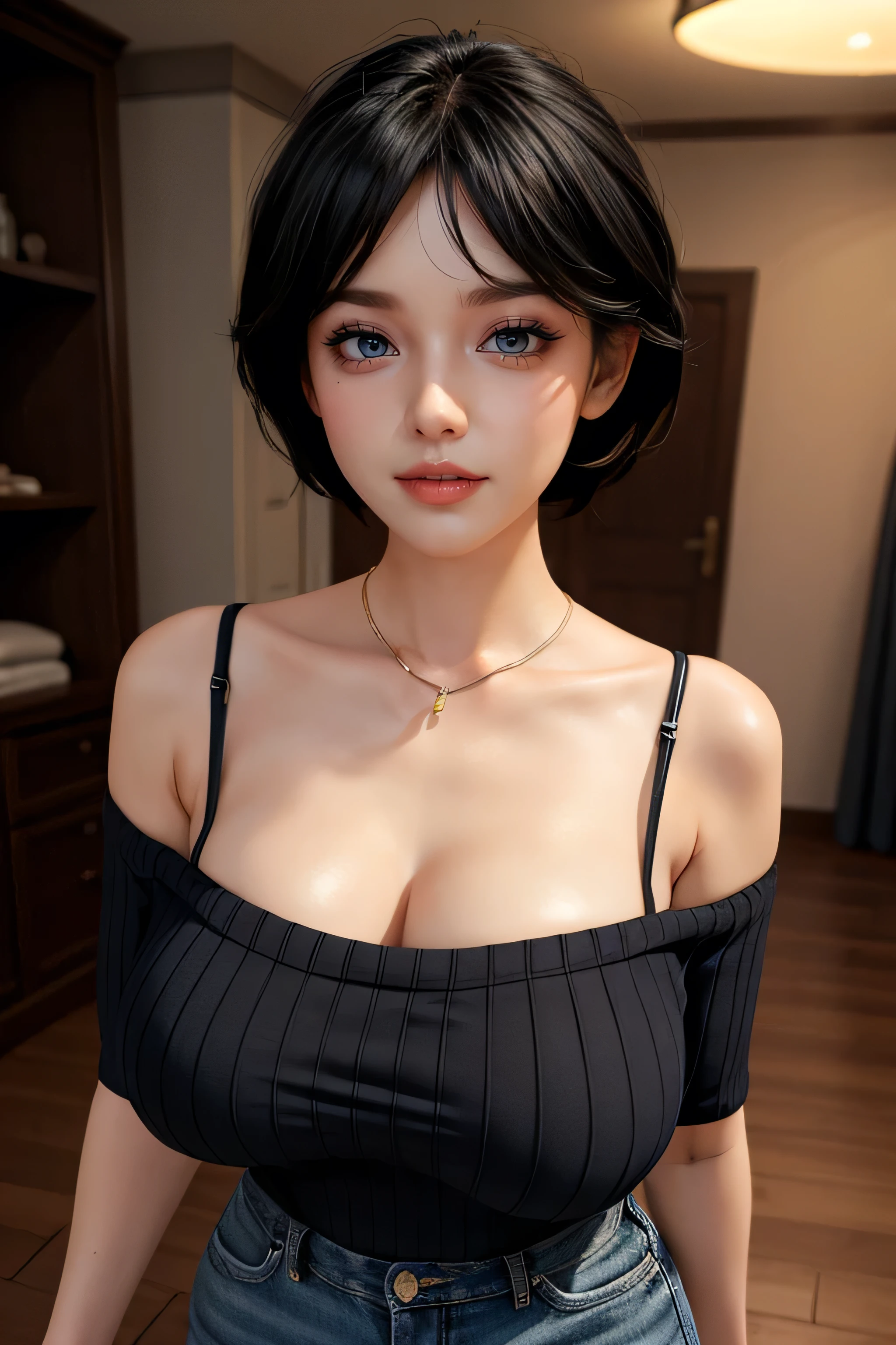 (best quality, ultra-detailed, photorealistic: 1.39), Face of naughty 35 year old teenager, Girl in love with huge breasts, bright and vibrant colors, studio lighting, beautiful detailed red off-shoulder sweater:1.2 , sensual white mini skirt, elegant makeup,lips bright, sexy pose, beautiful roses, smiling confidently and seductively, posing for a professional photo shoot, shallow depth of field, soft natural lighting, creating a dreamy and magical atmosphere. In the clothing store, beautiful store
