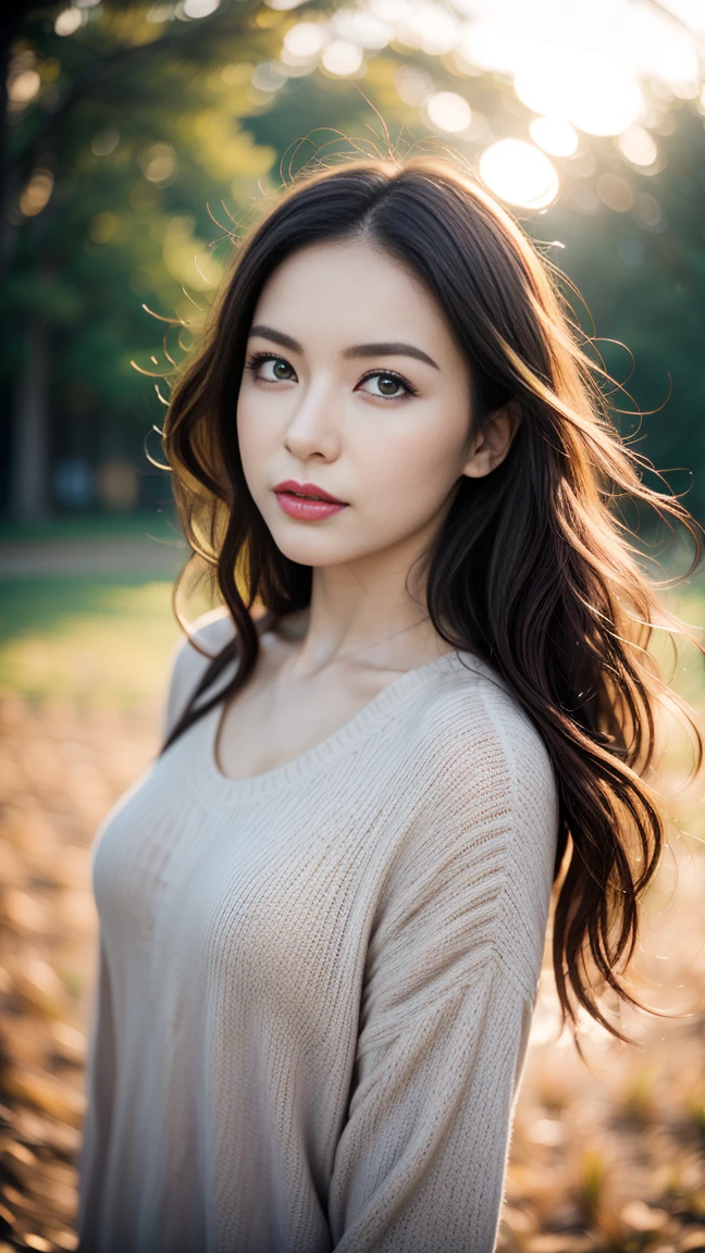 cinematic color, beautiful Eurasia woman, (best quality, ultra-detailed), feminin lighting, messy hair, wearing see-through white shirt and jeans, delicate features, dreamy atmosphere