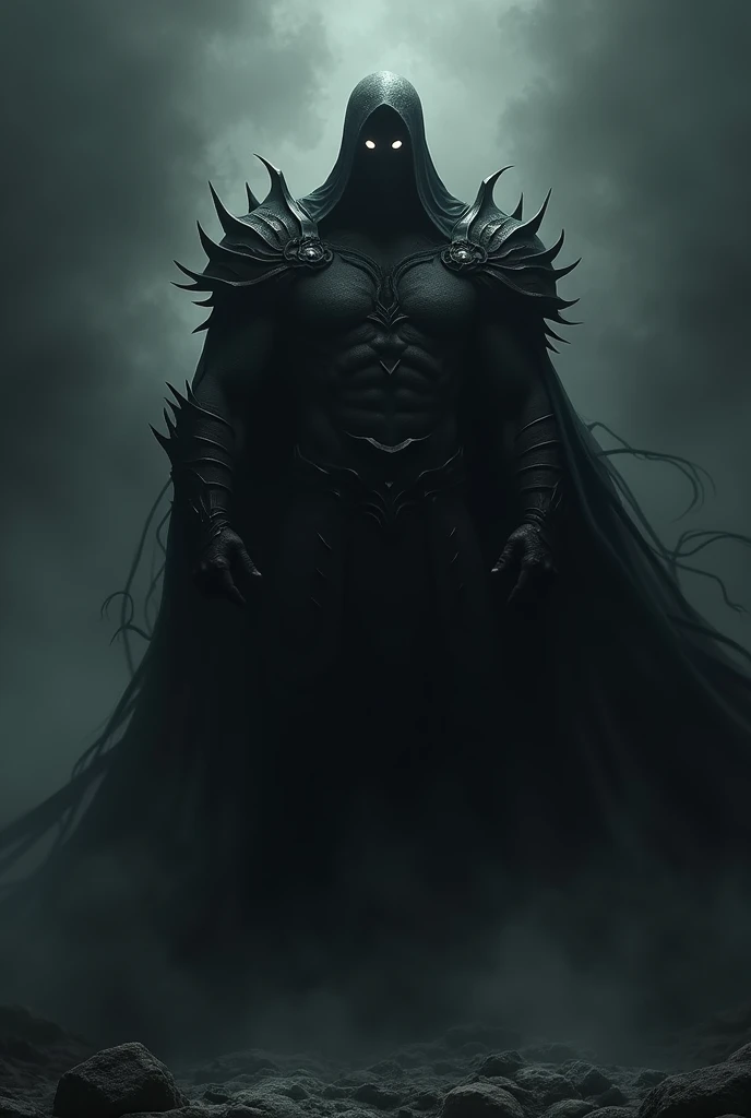 A male demon with 2 horns on his head With a dark aura around him Scary look Imposing appearance On a white background