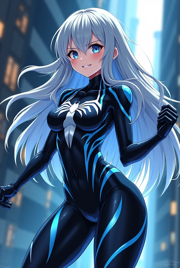 (a beautiful, detailed, and mysterious girl with) realistic, photorealistic, and ultra-detailed eyes and face, (long eyelashes), (best quality, 4k, highres, masterpiece:1.2), (ultra-fine painting) with vivid colors, (sharp focus), (professional:1.1) concept art, (studio lighting) (in a) dark and surreal background, (wearin a black latex suit), (possessing spider-like powers), (climbing up a web), (under the moonlight), (creating an eerie atmosphere), (horror:1.1) (with a touch of) sci-fi., venom simbionte