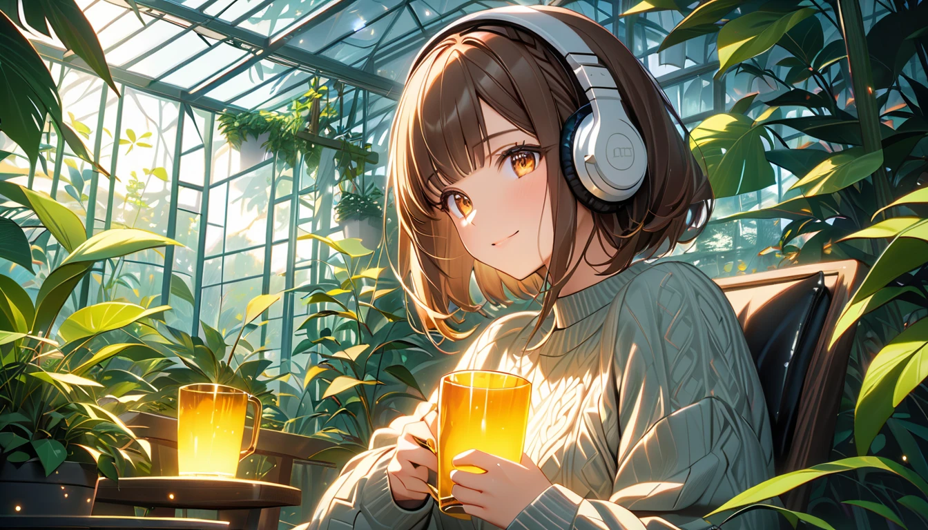 (extremely detailed fine touch:1.3), (((semi-rimless round eyewear:1.3))), (headphone:1.2), short hair, blunt bangs, 1girl, solo, bare arms, drunk,indian style, drooling, glow eyes, holding one hand One sho bottle, holding one hand glass cup, on cushion, tatami room,