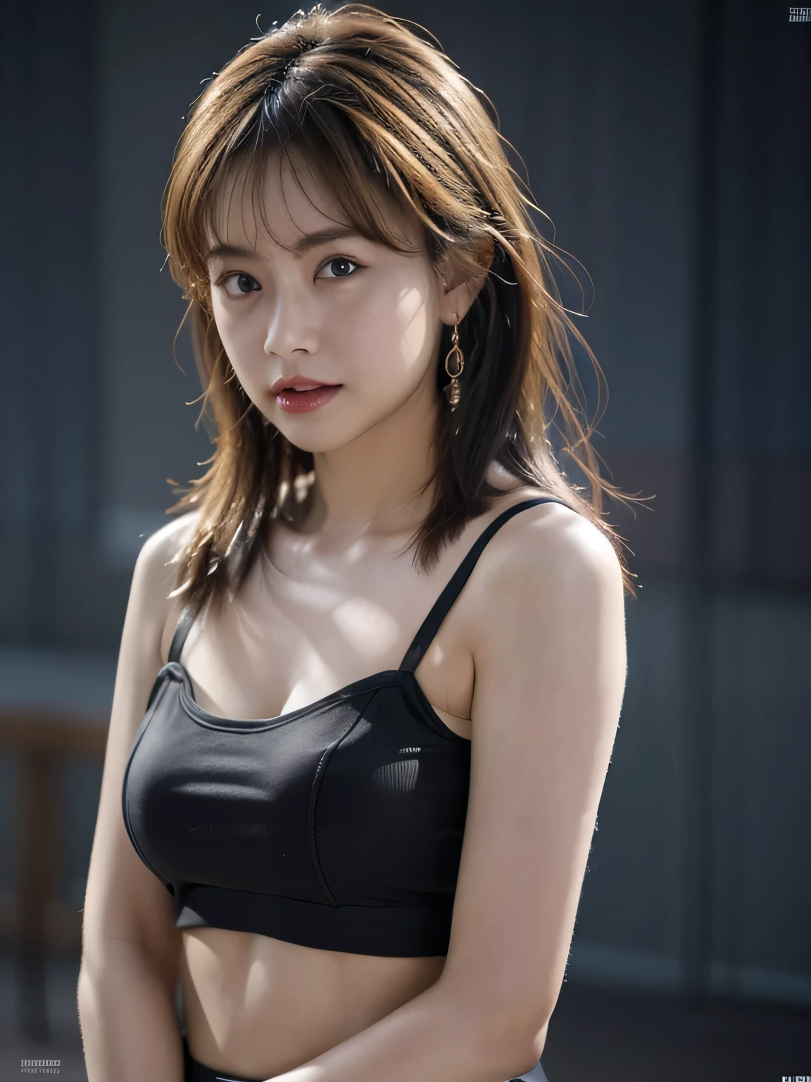 One girl , woman, masterpiece, top quality , top quality , ( Volumetric Lighting ), extremely detailed CG unity 8k wallpaper, Concentrated, 8k wallpaper, extremely detailed, super real , photorealistic with ivy entwined, Sharp Focus, absurd, ( High Definition :1.2), ( high contrast), photos while wearing a shiny tank top, Detailed and complex, instagram, portrait, very detailed, Digital Paint , Art Station , concept art, smooth, Sharp Focus, illustrations, ( Big Breasts :1.2), medium shoulder, staring at the viewer, Wear a bra .