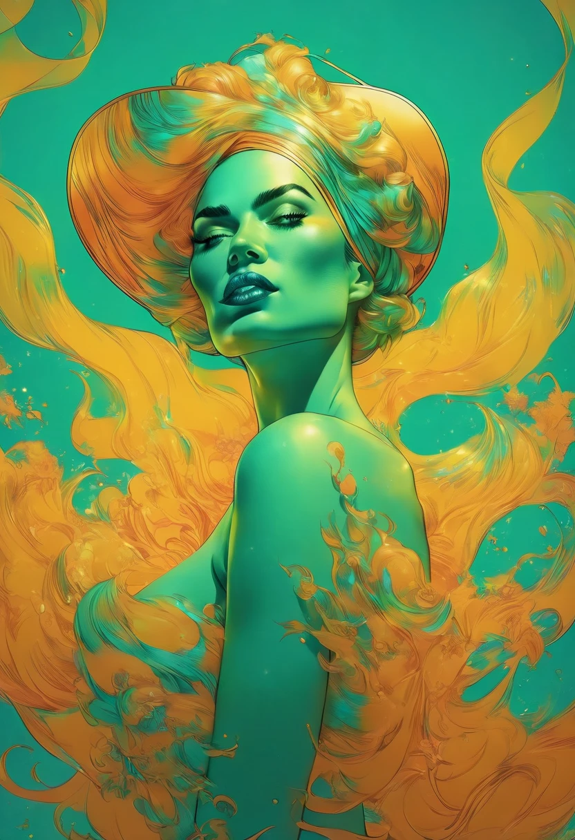 The art of seduction (art inspired in Bill Sienkiewicz). oil painting) (best quality,4k,8k,highres,masterpiece:1.2),ultra-detailed,(realistic,photorealistic,photo-realistic:1.37),intricate details,vivid colors,sharp focus,professional,Dave McKean artwork, oil touch of surrealism,oil painting style