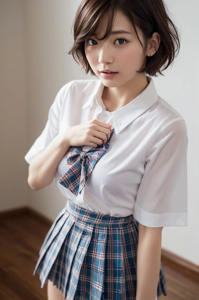 (Sillamäe:1.5), slender, masterpiece, top quality, raw photo, photorealistic, face, incredibly absurd, beautiful girl, cute,short messy hair, depth of field, high resolution, ultra detail, fine detail, highly detailed, highly detailed eyes and face, sharp pupils, realistic pupils, sharp focus, cinematic lighting,schoolgirl uniform, Sitting legs bending at the knees, white panties visible through skirt, no bra, large loose shirt, shoulders visible, 11 year old girl, whole body wet, soaked, deep breasts, ((large amount of thick white liquid on the body)), ((very sweaty)) (body is wet)) ((wet thighs)), (spread thighs)), ( A huge amount of thick white liquid dripping from the body))),
