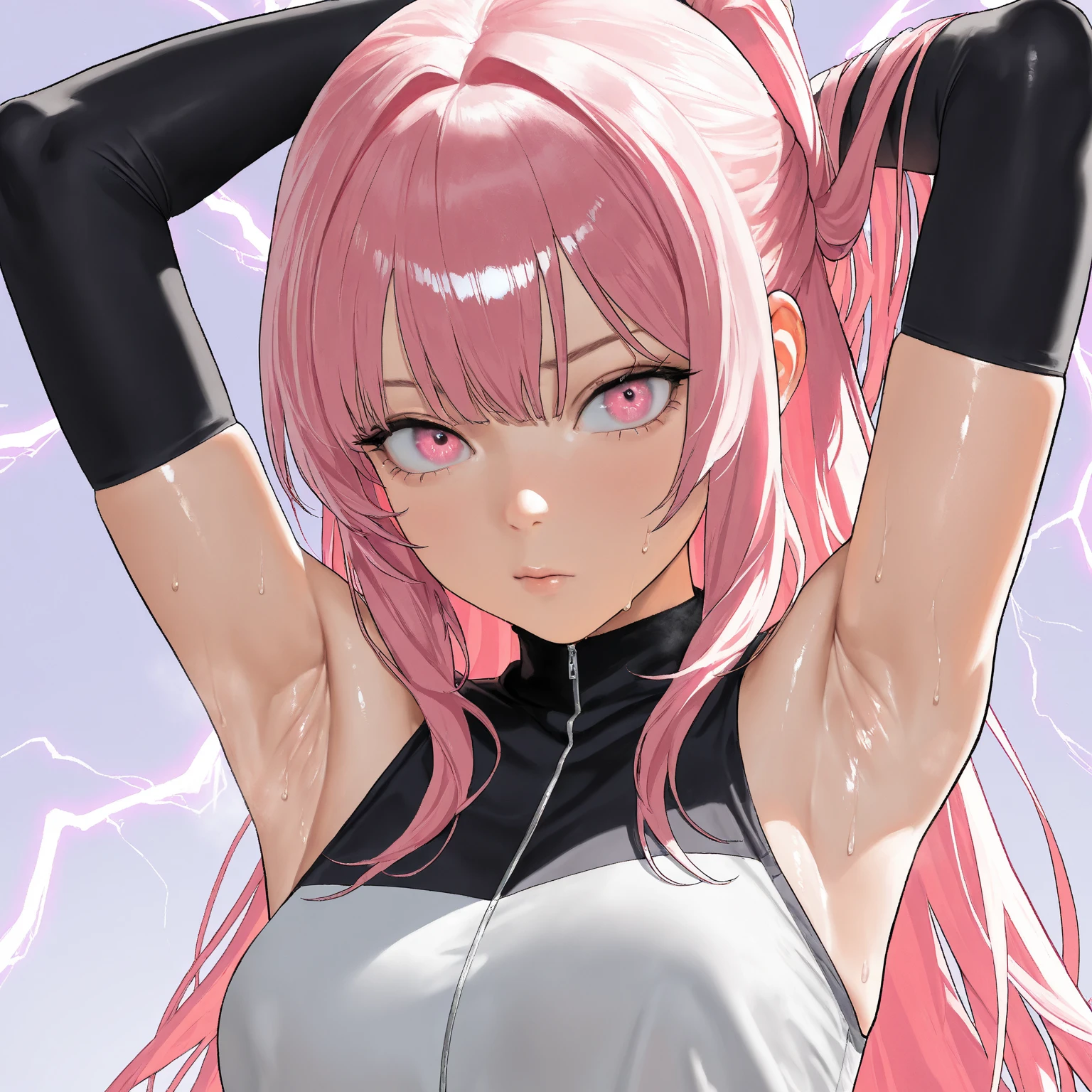 (Best Masterpiece, HDR, 2k, High Quality) 1 girl, pink hair, long hair, pink eyes, cute girl, kawaii girl (Armpits, Showing Armpits, Detailed Armpits, Shiny Armpits, More Detailed Armpits, Armpits Crease, Perfect Armpits, Zoom In Armpits, Side Armpits, sweat armpits) ((underarm:1.5, realistic textures and soft lightning, a rondom pose)) (SFW, no adult themes, modest attire)