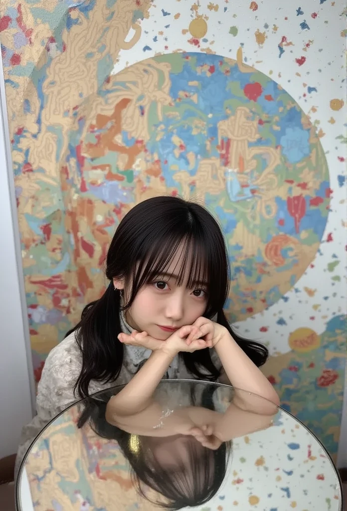 Generate text describing Arianna's paintings。Her work is full of passionate colors and unique shapes.、Grab the viewer's heart and keep them going.。Her work is like emotions and thoughts projected on a canvas.、Deeply impresses the viewer。In particular, please write in the image of her masterpiece.。