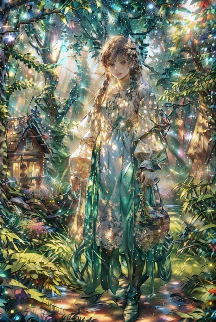 a high fantasy elven kitchen,ivy and flower trim work,a single small fruit on a carving tray,a lovely elven woman in a sexy translucent moon silk dress,best quality,4k,8k,highres,masterpiece:1.2,ultra-detailed,realistic,photorealistic,photo-realistic:1.37,HDR,UHD,studio lighting,ultra-fine painting,sharp focus,physically-based rendering,extreme detail description,professional,vivid colors,bokeh,fantasy,magical,ethereal,glowing