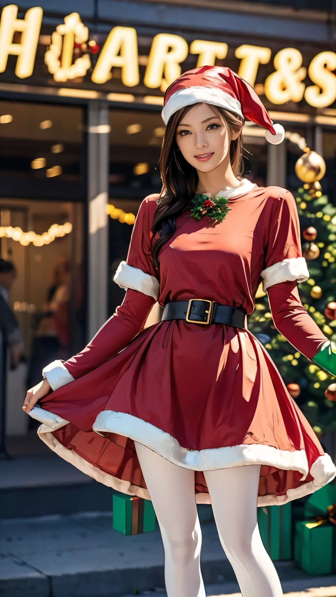 women in christmas dress