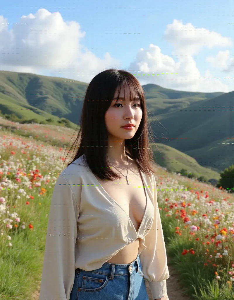 Japanese women、30 years old、Brown Hair、Shortcuts、hazy consciousness、Stargazing、Standing topless、Bcup、barefoot