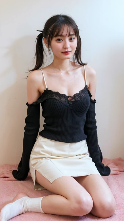 ((Midnight, Acura, 8K, Masterpiece: 1.3)), Full body, Long legs, Focal length: 1.1, (Perfect Body Beauty: 1.4), Slim Abs: 1.1, ((Big Breasts: 1.2 )), (Tights: 1.1, Lace Pleated Skirt: 1.1), ((City View, Roof: 1.3)), Highly detailed face and skin texture, Fine eyes, Double eyelids, normal fingers