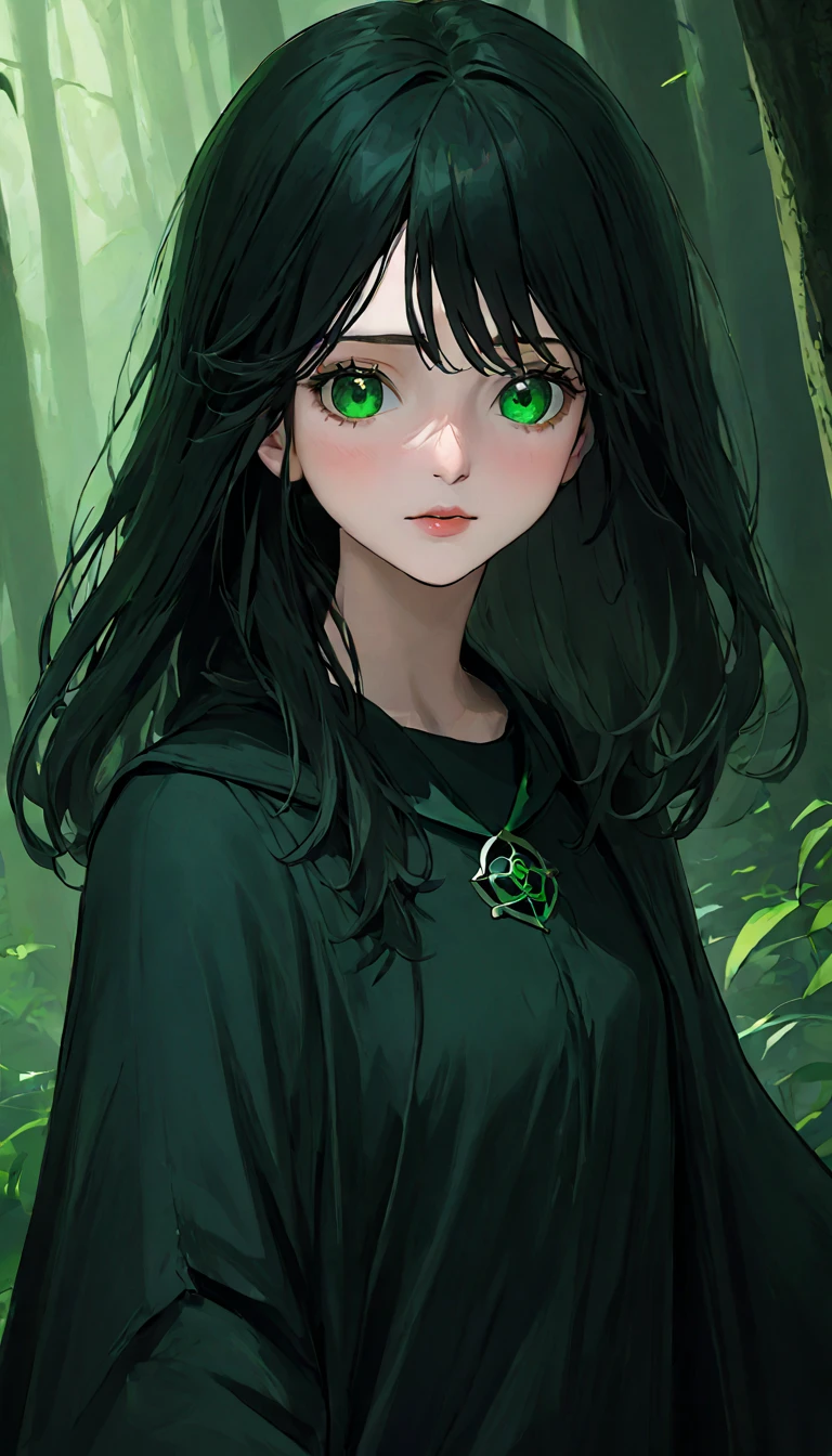 (A (severus snape's daughter:(european girl,black hair, green eyes)💀、☠、girl、❤、💀、Dark fantasy、💀🥵💗、