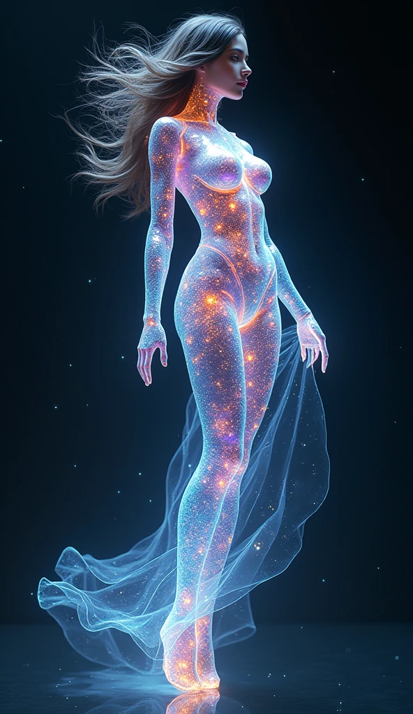 astral woman naked body, chaos atmosphere