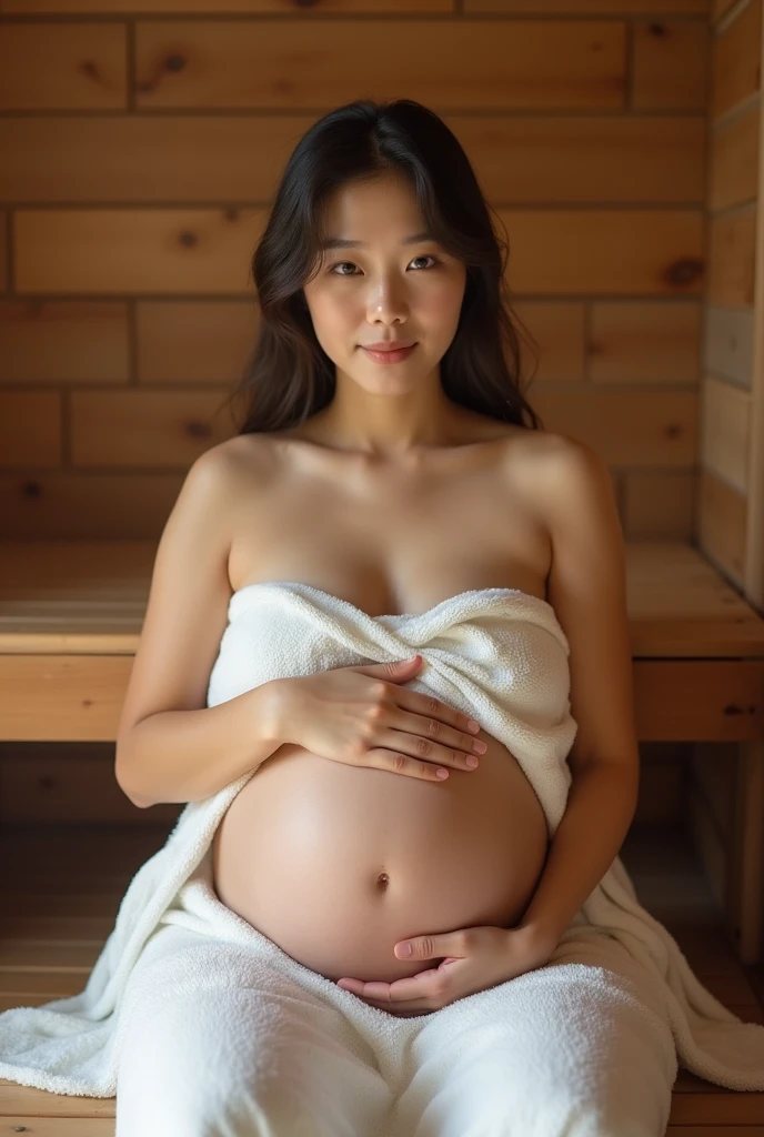 Pregnant woman sitting alone in a dark traditional Thai house with tears in her eyes, illustration, painted style, very detailed, height, bright colors, emotional, hopeless expression, loneliness, heartbroken, depression, gloomy atmosphere ,Contemplative mood, complete opposite, soft lighting, scary atmosphere.