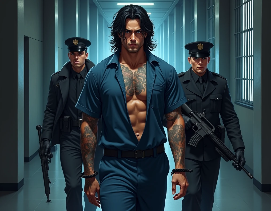 A criminal With Handcuffs With Police And His And Background Name Jinda Kartoosh