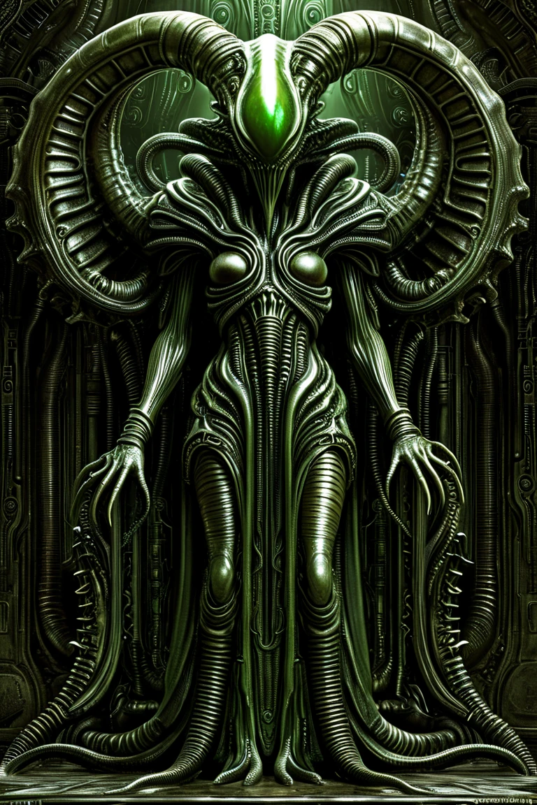 Demon、 full body image 、H.r.Giger 、 Cthulhu monster、 steampunk、 evil villain 、 horrible 、Disgusting appearance 、 unknown life form 、 full body image 、 digital image 。