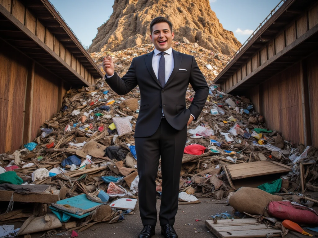 A handsome man won by playing Texas Hold'em，Very excited ， laughed very happily by the garbage heap 