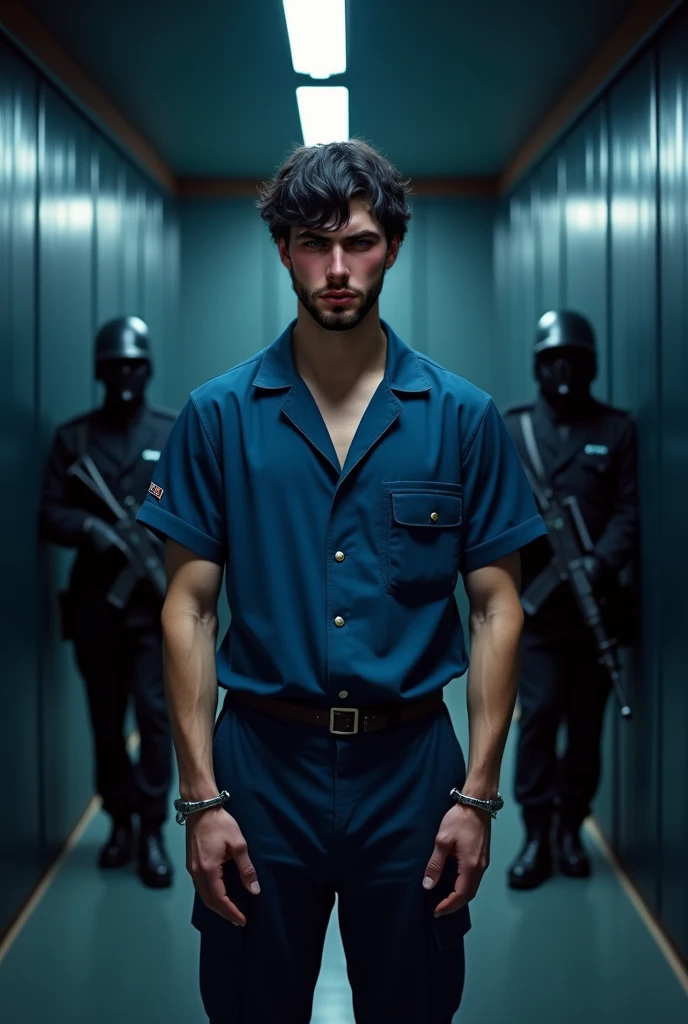 Barechest young guy, he is with other guy Friends, Friends are in uniform, barechest guy is tied up, barechest guy is mouth gagged, Friends are poking barechest guy nipples, Friends are poking barechest guy pennis, barechest guy is sweating, barechest guy is ashamed