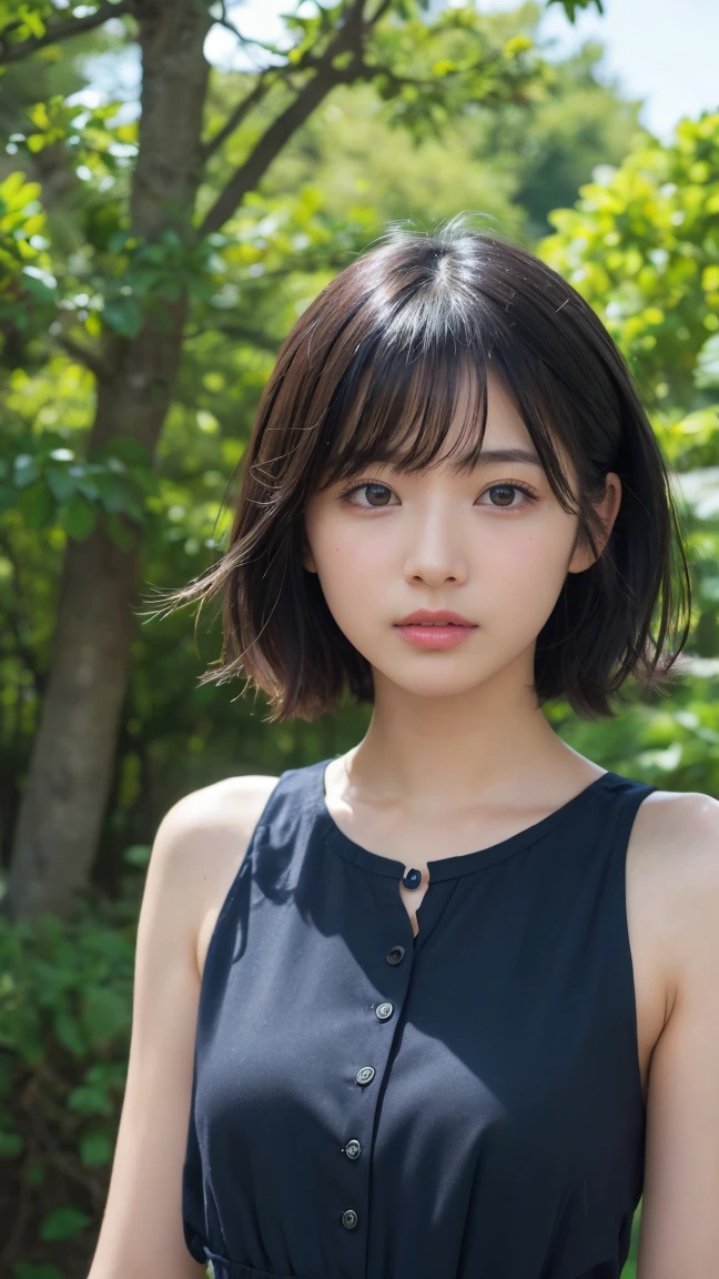 (highest quality,masterpiece:1.3,Ultra-high resolution),(Super detailed,Caustics,8k), (Photorealistic:1.4, RAW shooting),Outdoor,Japanese,Age 25,A sad expression,Black short hair,Black Shirt,Bust up shot,Face Focus,Face close up,Natural light,Professional Lighting