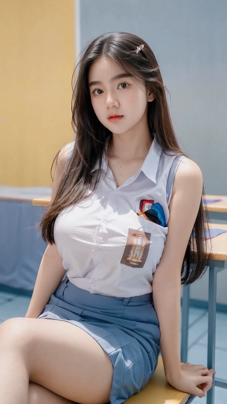 RAW, Best quality, high resolution, masterpiece: 1.3), Beautiful young indonesian girl with long wavy hair, showing one , big , sex pose, , open legs showing vagina, porn, dildo on vagina, sensual body, muscular body, on the stage of a nightspot  ((senior high school clothes)), orgasm, highres, 4k, HDR, 1girl, photorealistic, realistic, big breasts, short wavy hair, ((whole body)) turning away facial at viewer, closeup, public clubbing background