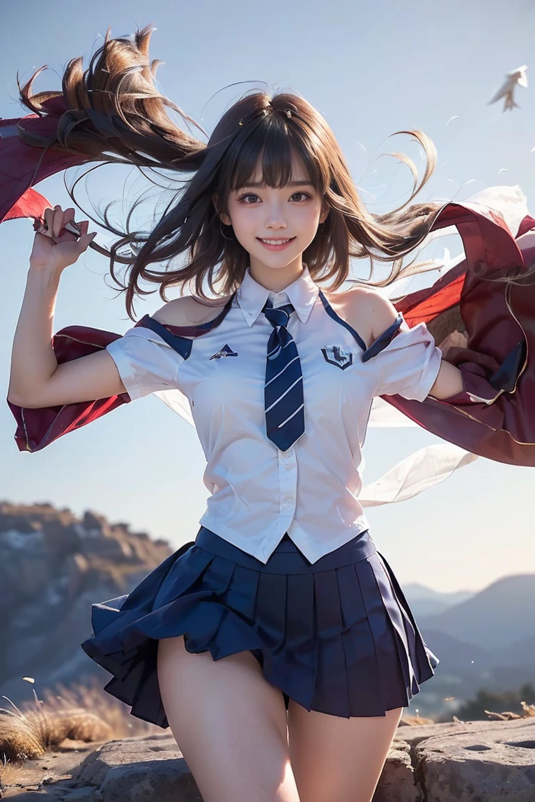 masutepiece, Best Quality, Ultra-detailed, finely detail, hight resolution, 8K Wallpaper, Perfect dynamic composition, Beautiful detailed eyes,Medium Hair, Natural Color Lip,Smile,(Wearing a brown school blazer uniform:1.3),(Longhair:1.3),Standing in the park,(The wind blows and flips up my brown mini pleated skirt, I can see the bulge in her white panties:1.8),cowboys_shot,A boy who looks like an 18 year old girl,Backlighting, Bulge in underwear pants:1.8, flat breast:1.8, He is a boy with incomparable beauty