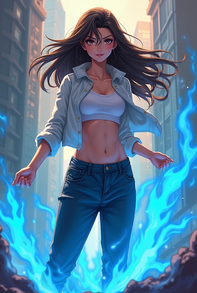 ((medium chest, tomboy girls, small head)), light, light de sol, (chiseled abs : 1.1), (perfect body : 1.1), (by the wavy cut : 1.2) , Brown hair, neck, chain, full body shot, street full of people, wearing black t-shirt, short slim ultra tight shorts, ((Bermuda)), (extremely detailed CG 8k wallpaper), (an extremely delicate and beautiful), (Masterpiece), (Best Quality:1.0), (ultra high resolution:1.0),  beautiful lighting ,perfect lightning, realistic shadows, [high resolution], detailed skin, ultra detailed 