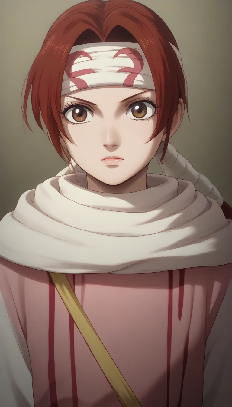 red hair brown eyes pokemon ((Delia Ketchum)) score_9, score_8_up, score_7_up, 1girl, kyoukai cowl headband