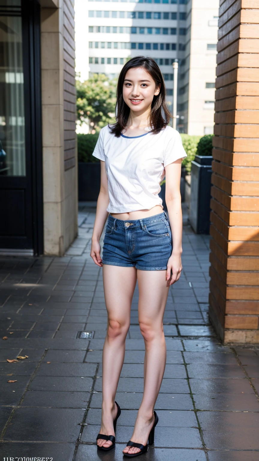 girl, age 16,y, trendy teenage fashion, three legs, auburn hair,