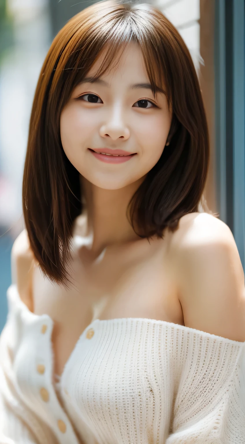 最high quality, table top, High resolution, 20 years old wearing short camisole, 1 girl,very beautiful face,（Ultra-high definition image of an extremely beautiful face）,（short camisole）,hair ornaments,, gem diamond,realistic, New York night view、blur the background、,full body image,(high definition skin:1.2),Looking at camera with a smile,full body image 8K UHD, Digital single-lens reflex camera, in the soft and bright sunlight,high quality, volume lighting, Frank, photograph, High resolution,full body image,4K、Japanese college student、A sloppy smile、stand up straight、((((upper body photo)))),one person,short wavy hair style、