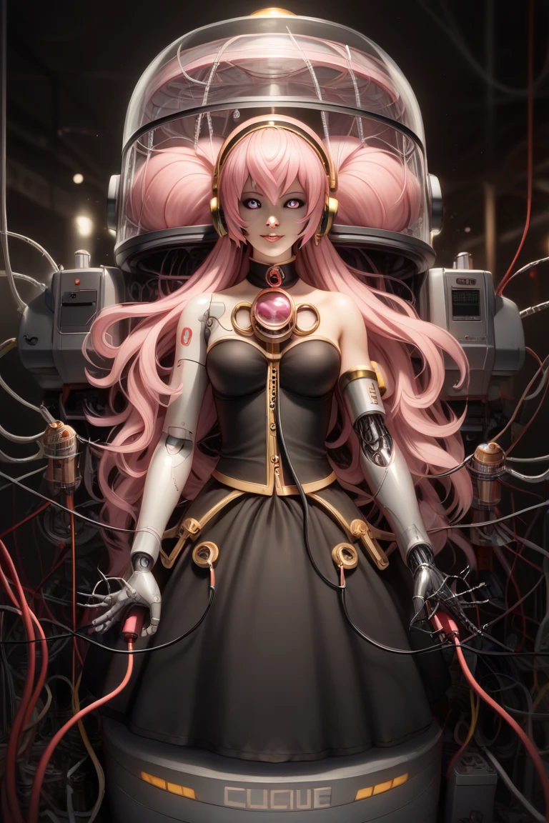 
Megurine luka \(vocaloid\), (white sclera), pink hair, gothic inflatable dark dress, perfect symmetrical body, helmet on face, inflatable shapes, (((wires, tubes, veins))), (white biomechanical details), ((wearing epic bionic cyborg implants)), masterpiece, intricate, biopunk, vogue, highly detailed, artstation, concept art, extremely detailed, beautiful, unreal engine 5, (ultra realistic, cinema4d, highly detailed, realistic, unreal engine 5, octane render, bokeh, studio quality, lumen reflections, quixel megascans), the most beautiful image ever seen, (perfect face), (perfect eyes