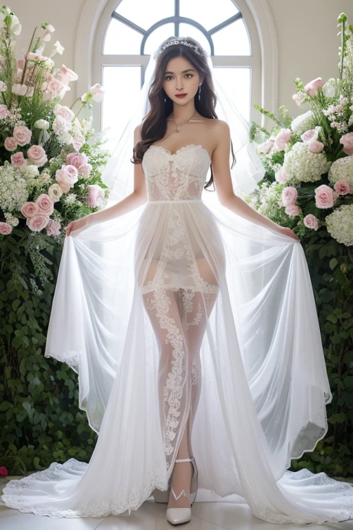 Beautiful woman in intricate Romantic Lace Outfit