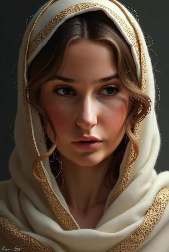 a photorealistic portrait of a stunningly beautiful young woman without make-up, extremely detailed light hazel eyes, detailed symmetric realistic face, messy hair, wearing shawl over her head, masterpiece, absurdres, award winning photo by lee jeffries, nikon d850 film stock photograph, kodak portra 400 camera f1.6 lens, extremely detailed, amazing, fine detail, rich colors, hyper realistic lifelike texture, dramatic lighting, unrealengine, trending on artstation, cinestill 800 tungsten, looking at the viewer, photo realistic, RAW photo, TanvirTamim, high quality, highres, sharp focus, extremely detailed, cinematic lighting, 8k uhd --v4 --auto