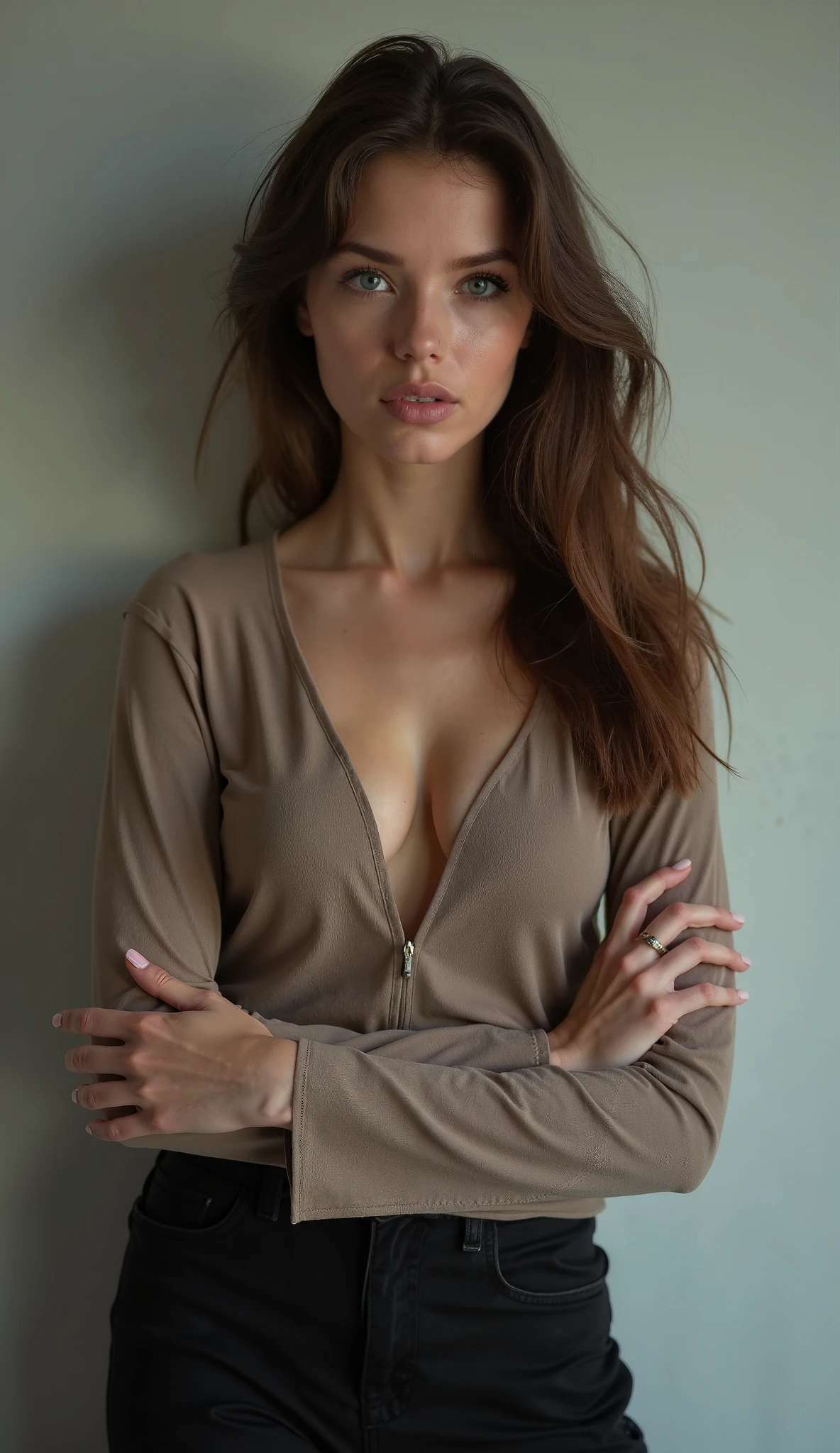 Beautiful mature woman with beautiful wavy long hair, Clothes that show a little bit of your nipples, Hair tied up, Ultra-high resolution,(Realistic:1.4), ((Highest quality)), ((masterpiece)), (be familiar with),