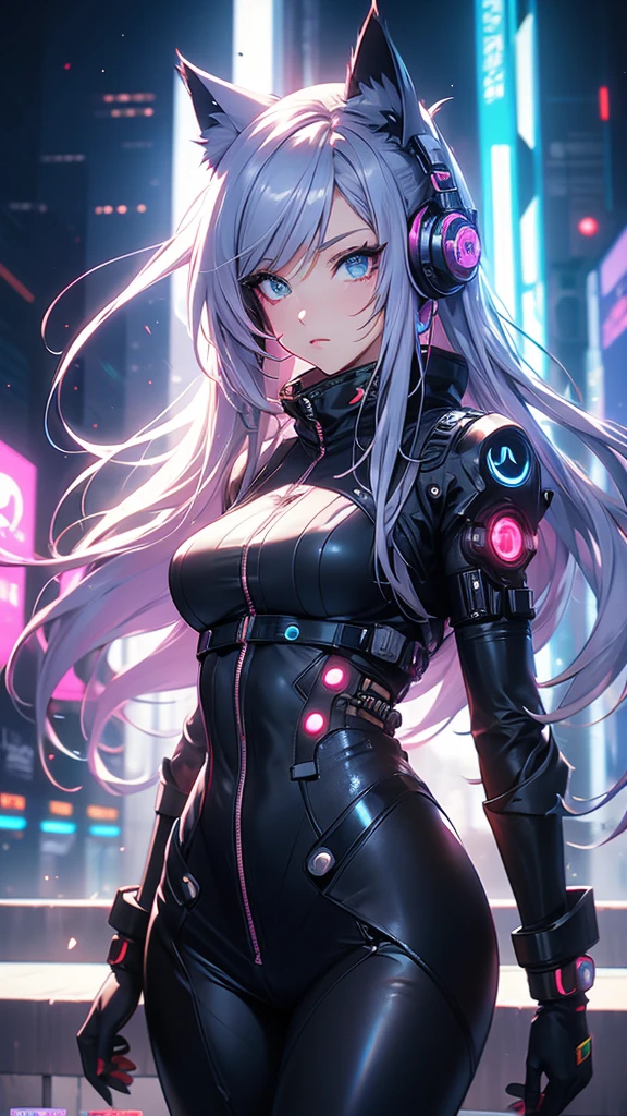 Anime girl in futuristic clothes with cat ears and headphones, Cute Cyborg Girl,   digital cyberpunk anime art  ,  cyberpunk anime girl  mech, female  cyberpunk anime girl ,  cyberpunk anime girl , Beautiful girl cyborg,  Perfect Android Girl ,  anime cyberpunk art ,  Portrait Anime Space Cadet Girl,  dreamy cyberpunk girl ,  digital cyberpunk - animated art ,  mecha cyber armor girl , Cyberpunk beautiful girl