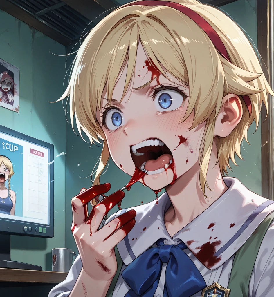 Zombie girl, eating alive, Sherry Birkin Prey, blood, screaming