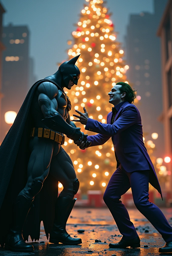Batman and the Joker with lots of presents