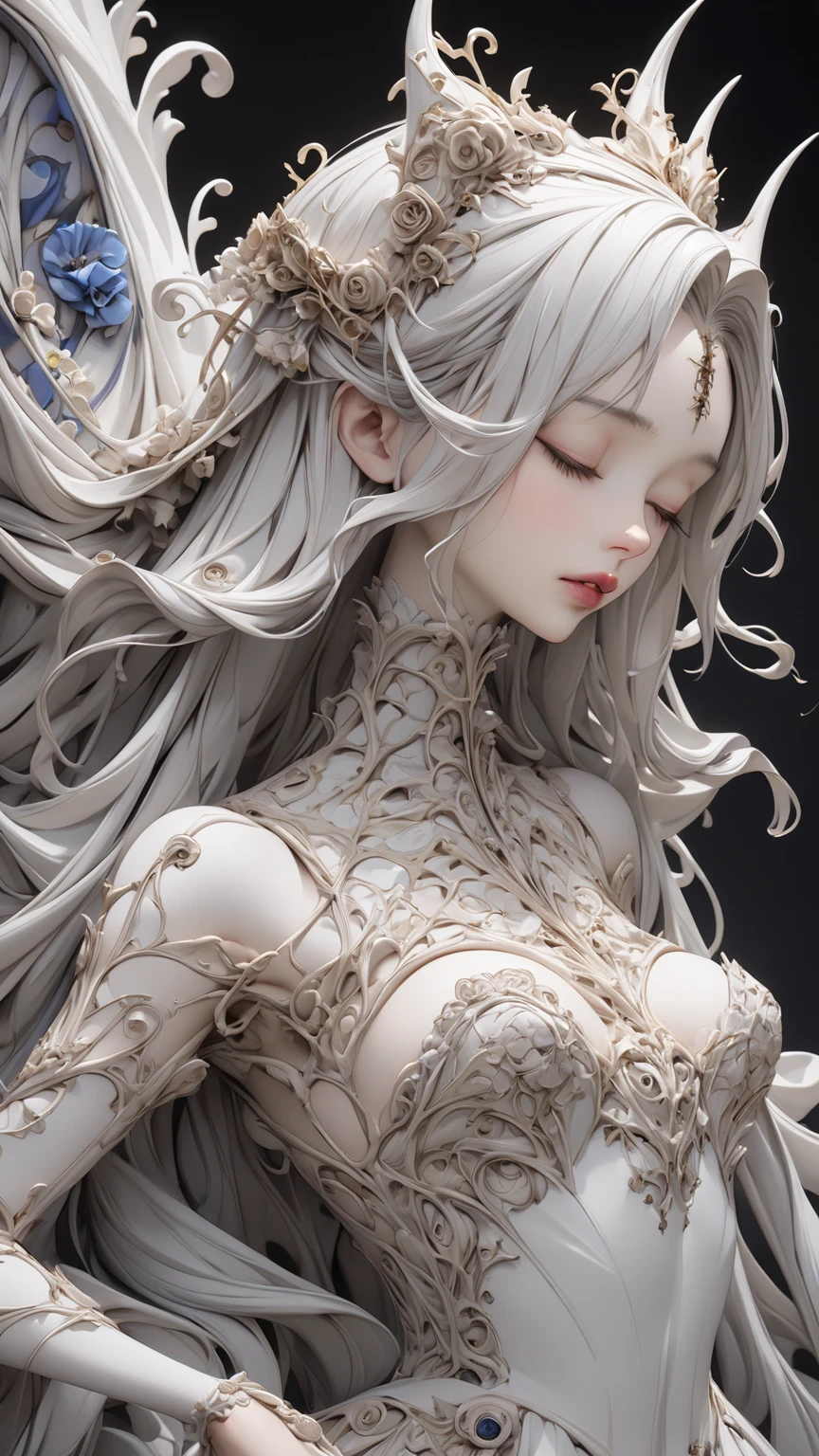 maximum quality、Ultra-high image quality、Super beautiful、a 1girl、Detailed pupils、((flat breasts))、bra、boredom、white-haired、(((an ultra realistic)))