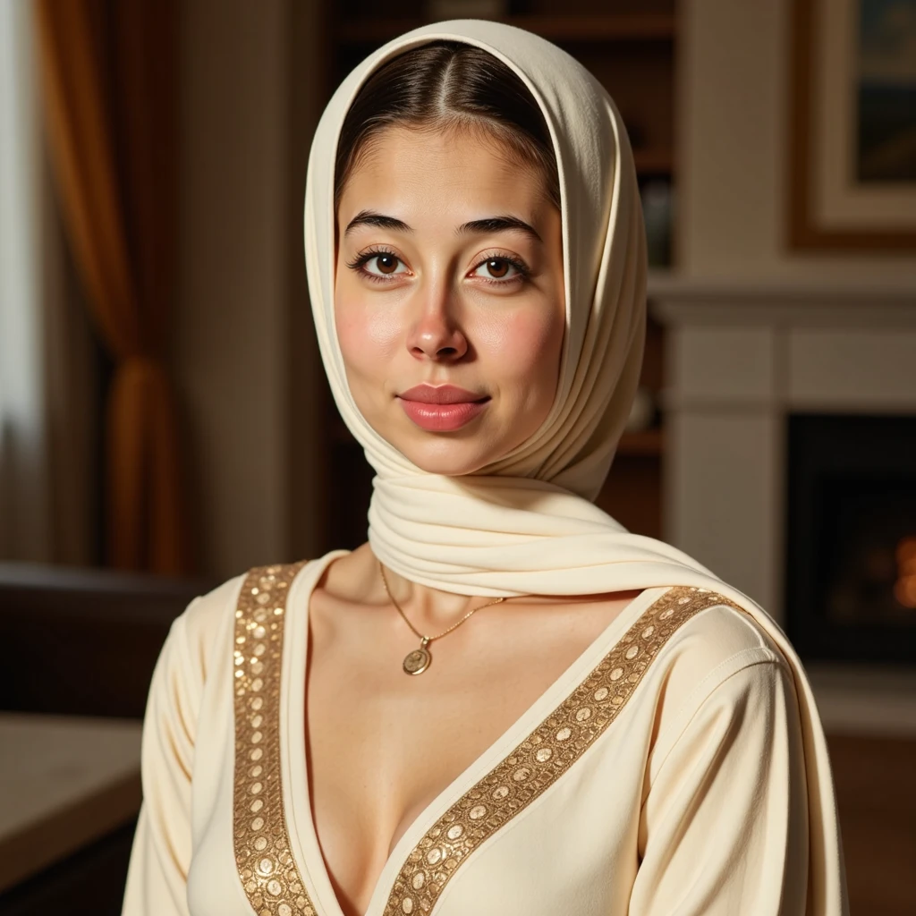 one real persian women, beautiful detailed eyes, beautiful detailed lips, extremely detailed face and skin, white skin, long hair, hijab, looking at camera, intricate jewelry, showing her breast, dramatic lighting, cinematic, serene expression, hyper realistic, photorealistic, 8k, high resolution, masterpiece, (best quality:1.2), (photorealistic:1.37), ultra-detailed, cinematic lighting, warm color palette, dramatic shadows, elegant, majestic, regal,8k
