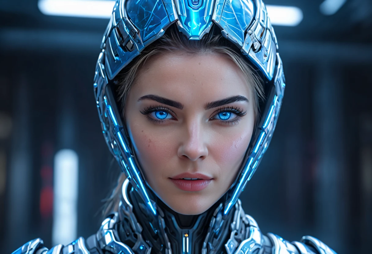 FACE WOMAN powerful armor, sharp look,
Frost, Calls, perfect details, (Best Quality, 4k,
High resolution, masterpiece:1.2), ultra detailed,
realist:
1.37, HDR, studio lighting, vivid colors, (cyberpunk,
Futuristic) style, lcy Blue Color Scheme, dynamic
lighting. MOD ULTRA FACE 8k laser eyes