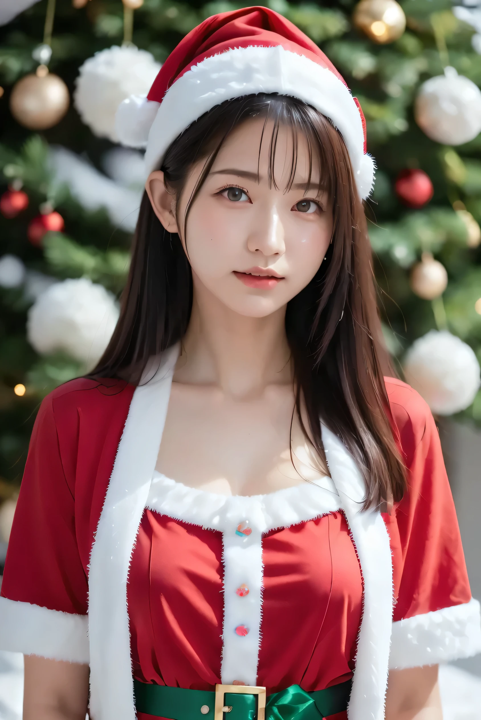 8k,  RAW photo, top quality ,  High Definition :1.1), (超 realistic な:1.4),( realistic ,  realistic :1.3),Japanese Beauty、((opal crystal opalescent マイクロビキニ、opal crystal opalescent 、 Santa Costume ))、(( upper body:1.3)), Christmas、 Christmasツリー、 Christmasプレゼント