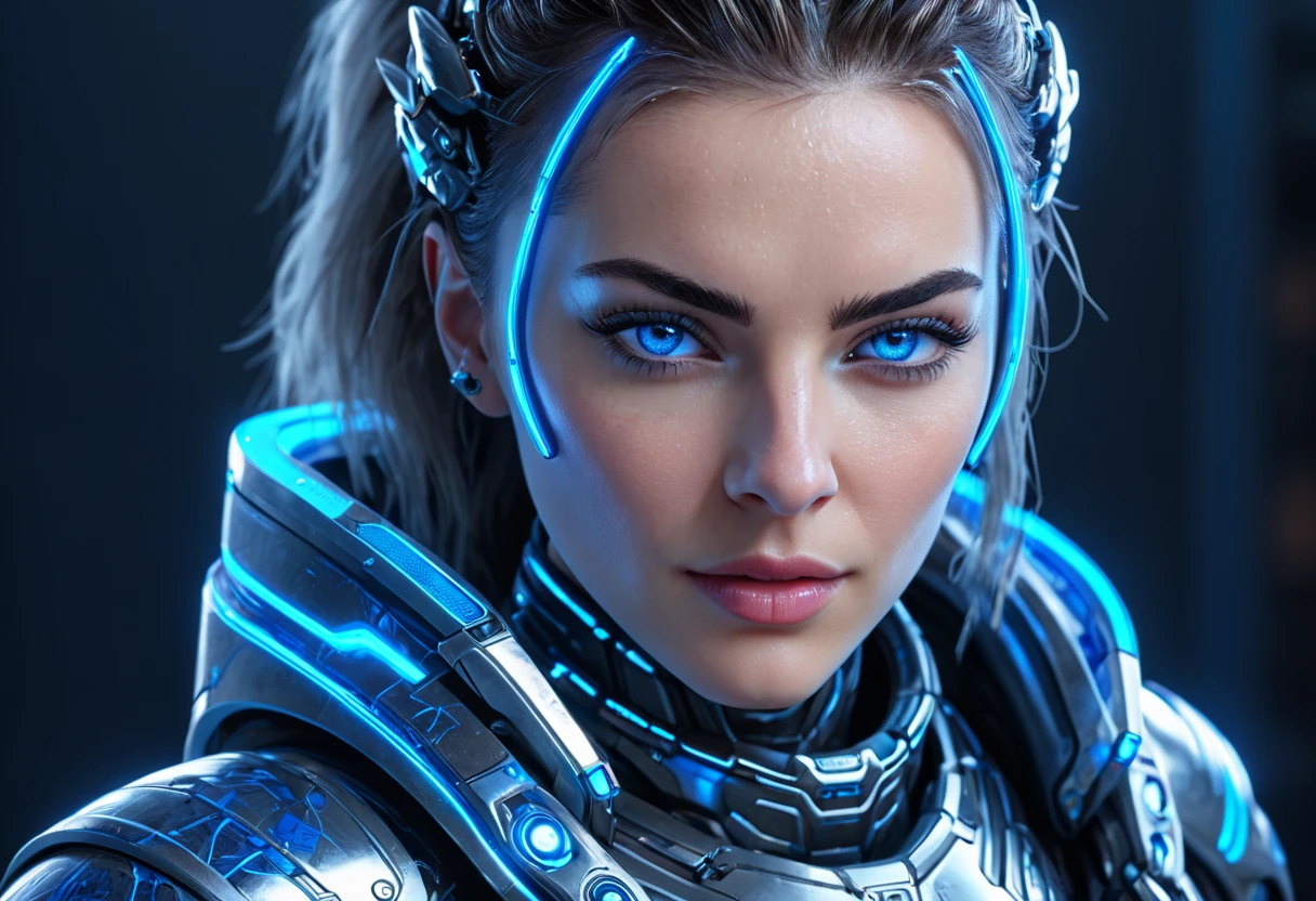 FACE WOMAN powerful armor, sharp look,
Frost, Calls, perfect details, (Best Quality, 4k,
High resolution, masterpiece:1.2), ultra detailed,
realist:
1.37, HDR, studio lighting, vivid colors, (cyberpunk,
Futuristic) style, lcy Blue Color Scheme, dynamic
lighting. MOD ULTRA FACE 8k laser eyes