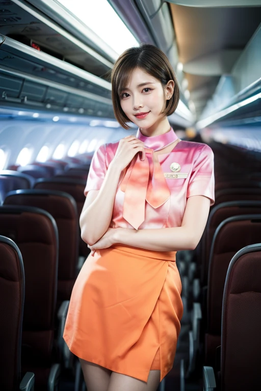 masterpiece,  high detail, the most  pornographic  airline stewardess in the world, (( pornographic )), in  cabin attendant costume,   Brunette Shorthair , Bob Hairstyle, foot, ((( medium bust 1 .9))) Thighs, Wide Hips,  cabin attendantドレス,  slender body , Smiling Lips, (( cabin attendant)) (超 High Definition , 8k wallpaper,  High Definition ),  Cinematic Lighting,  physical base rendering ,  Award winning , Highly detailed skin,  detailed face , highly detailed eyes,  Carl Zeiss 85mm F /1.4, Lens by Ellen von Unwerth 