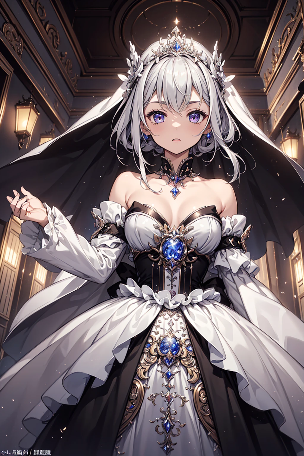 (Wedding, Dress, Masterpiece, Top Quality, Best Quality, Official Art, Beautiful, Aesthetic:1.2), (1 Girl), Highly Detailed Eyes, (Zito Eyes), Most Detailed, (Perfect Face), Shiny Skin, High Resolution,
