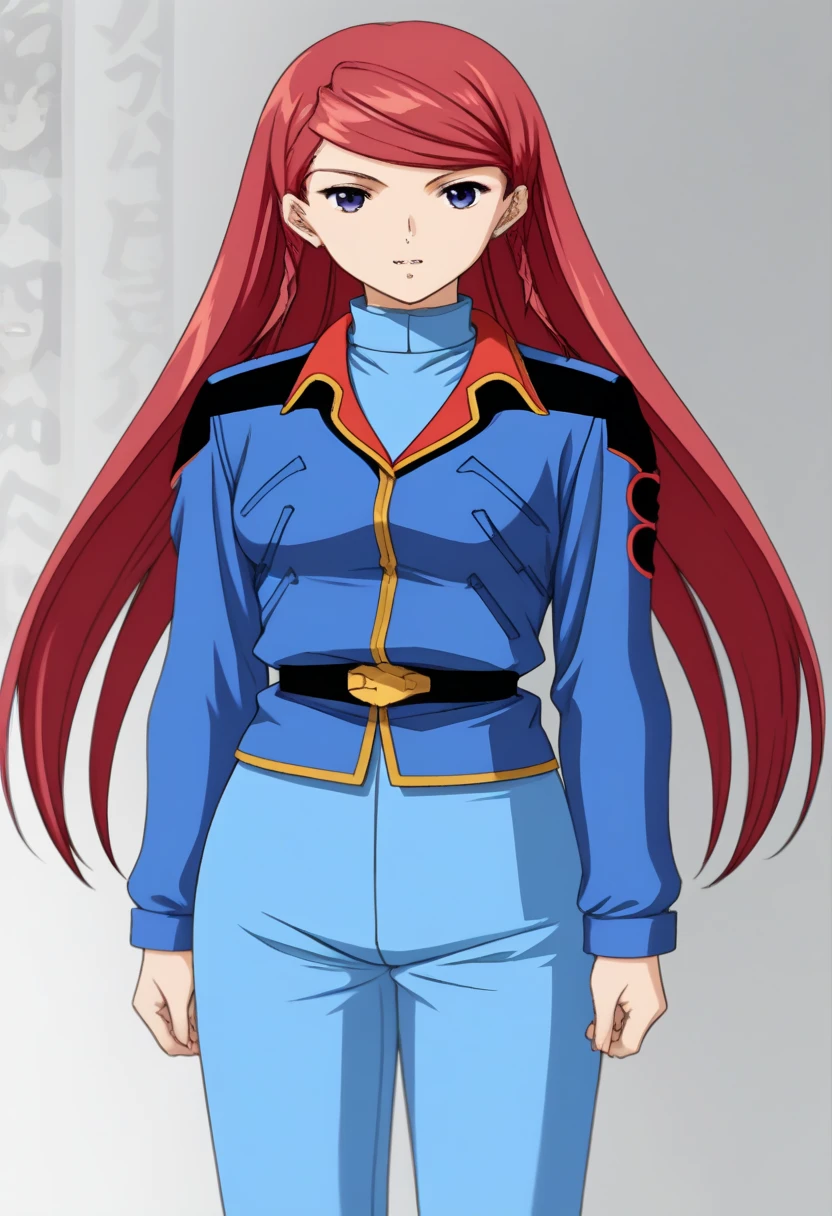 score_9, score_8_ up, score_7_ up, score_6_ up, score_5_ up, score_4_ up,  Source_Anime,  twin blade , Red Hair,  long hair,  Shirley Ramsay,uniform、ピンクのuniform、Zeon's Uniform 