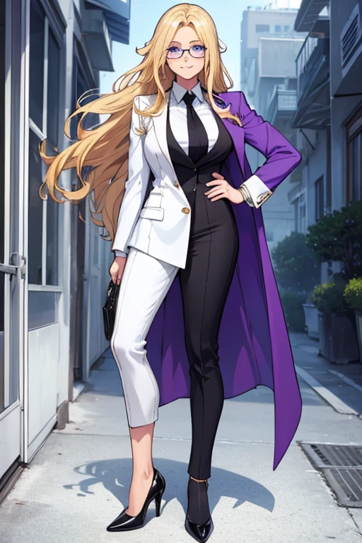 (masterpiece, best quality:1.2), 1girl, solo,mature_lady, delicate face,detail eyes,long hair, floating hair,medium breasts,floating clothes,,tsunade_(naruto), 1girl,black_pants, blonde_hair, breasts, brown_eyes, cleavage, coat, forehead_jewel, green_coat, grey_shirt, grin, large_breasts, long_hair,nail_polish, ninja, pants, red_nails, shirt,Wallpaper Fusion, dappled sunlight, day, flower, hydrangea, leaf, light rays, nature, outdoors, path, plant, purple flower, scenery, stairs, sunlight, torii, tree, wisteria
