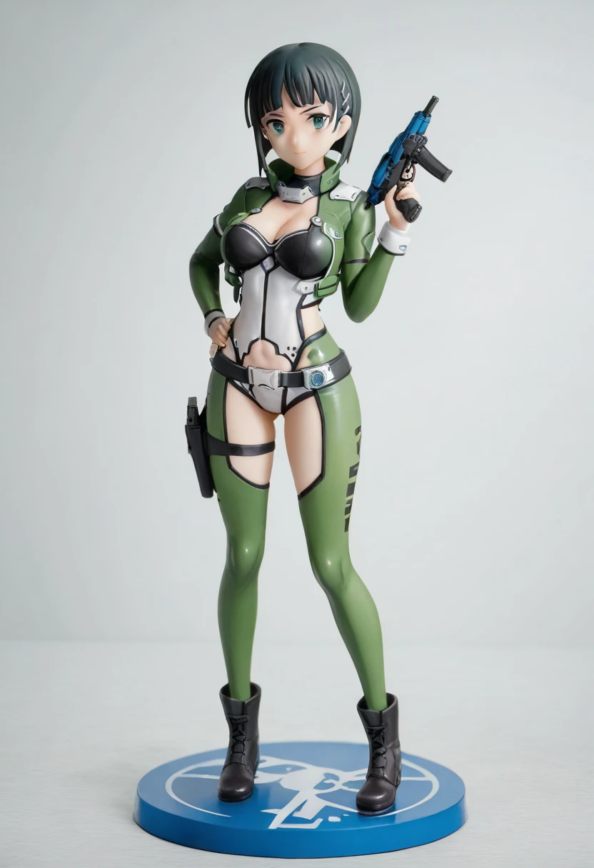 vibrant colors, 8K, high resolution, highly detailed, masterpiece, ((my little pony)), (striped white hair), (pale body), (gray eyes) seductive face, woman's tactical gear, standing, big breasts, beautiful body