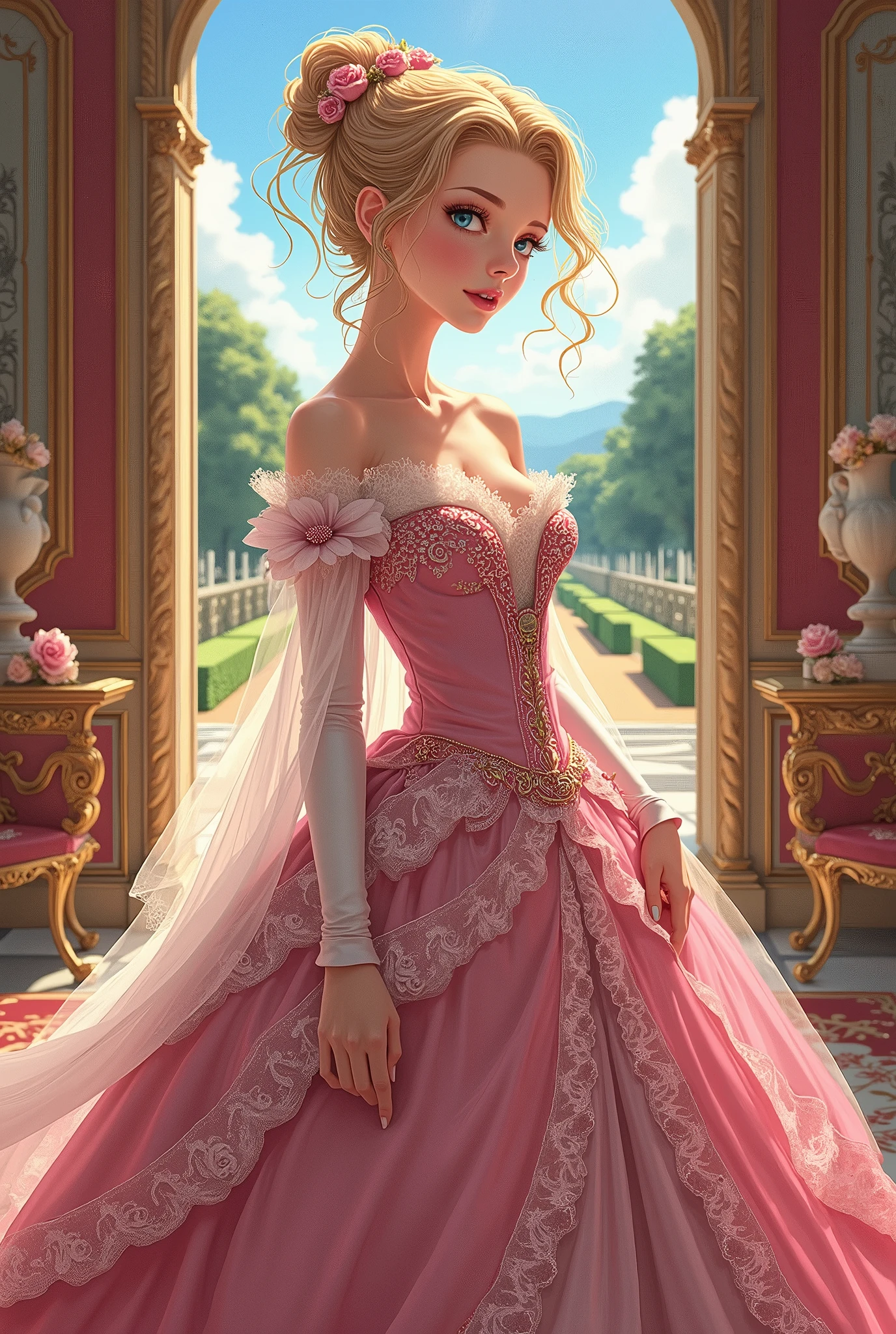 The Rose of Versailles, princess, Palace of Versailles, anime, comics,  best quality,  high image quality, 8k, animeイラスト, 