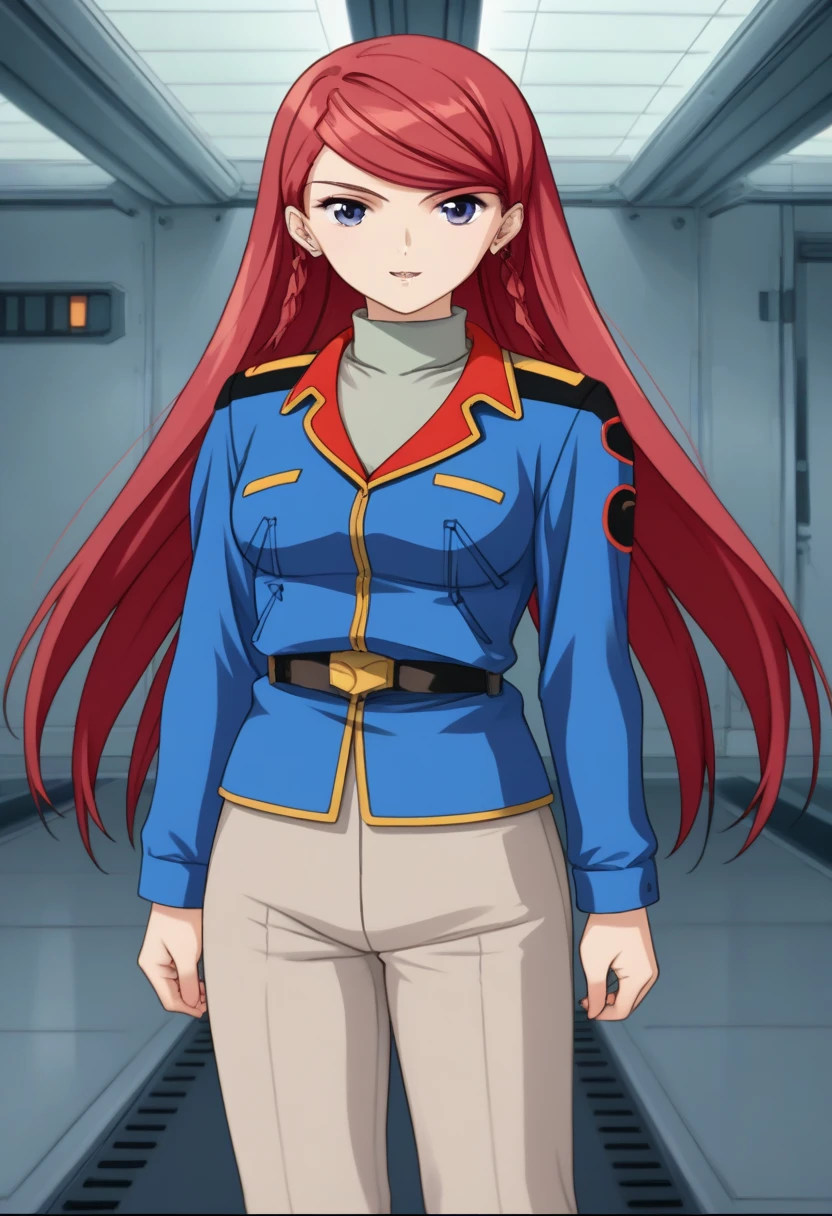 score_9, score_8_ up, score_7_ up, score_6_ up, score_5_ up, score_4_ up,  Source_Anime,  twin blade , Red Hair,  long hair, Shirley Ramsay,uniform、緑のuniform